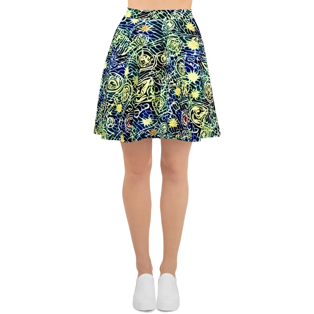 Midnight Watergarden on Skater Skirt — Front