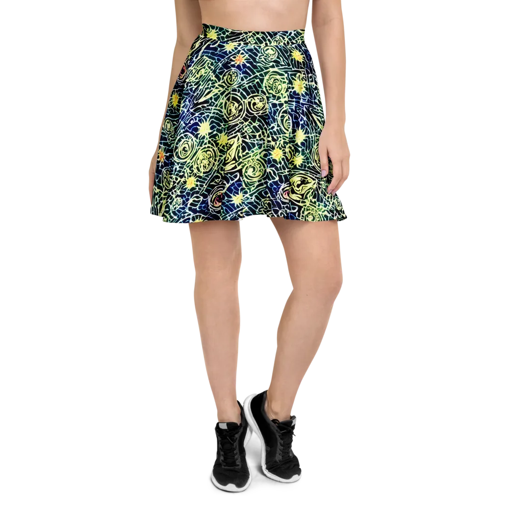 Midnight Watergarden on Skater Skirt — Front