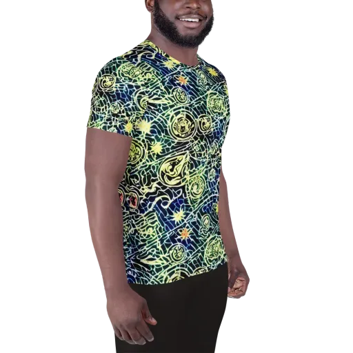 Midnight Watergarden on a Men's Athletic T-Shirt