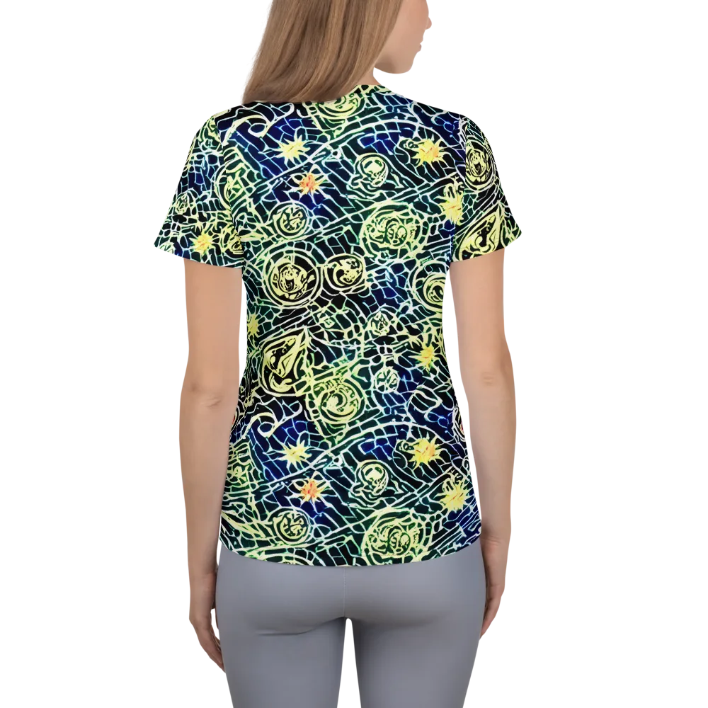 Midnight Watergarden on Women's Athletic T-Shirt — Back