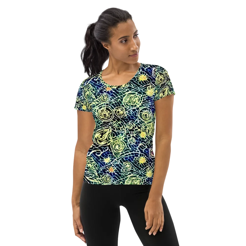 Midnight Watergarden on Women's Athletic T-Shirt — Front