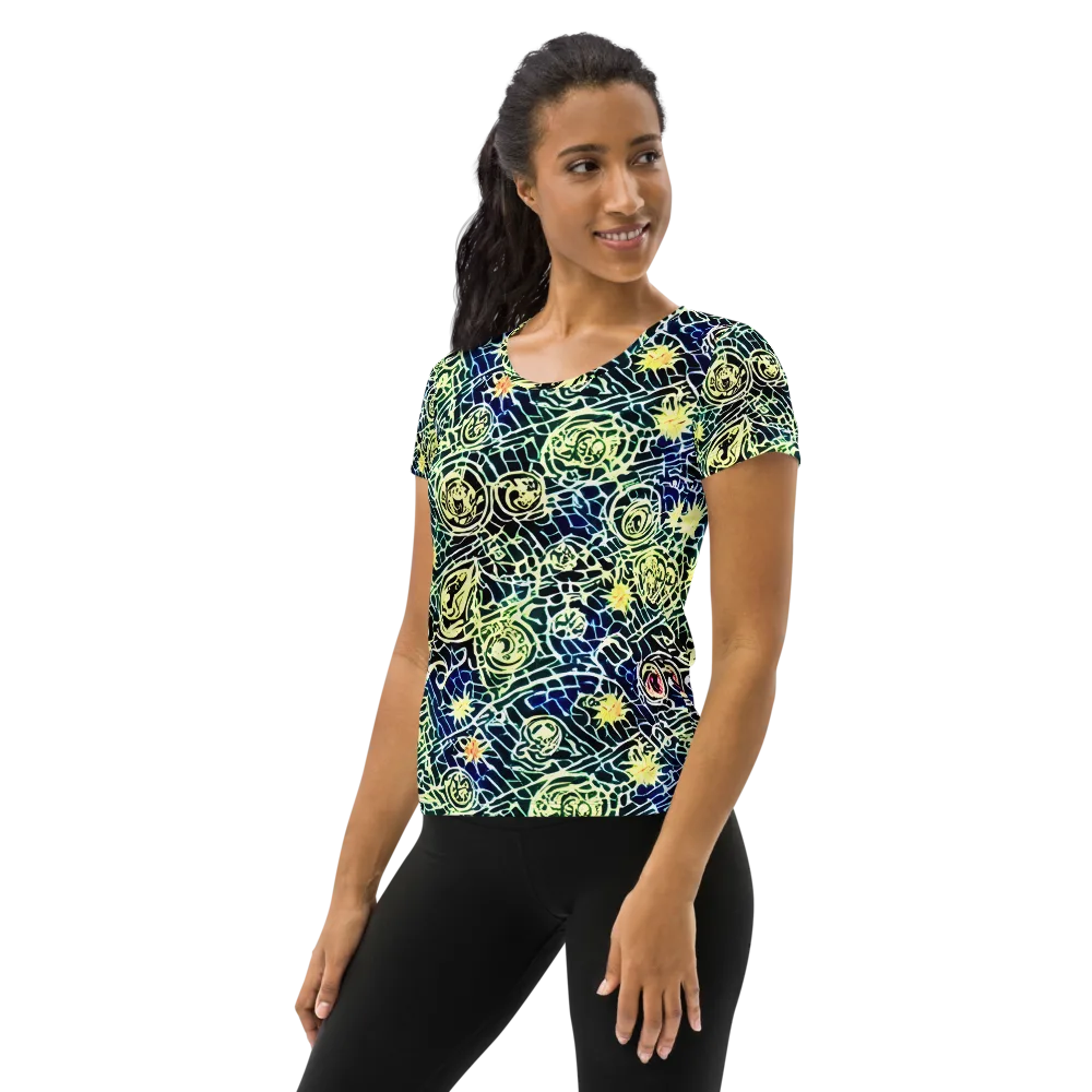 Midnight Watergarden on Women's Athletic T-Shirt — Left