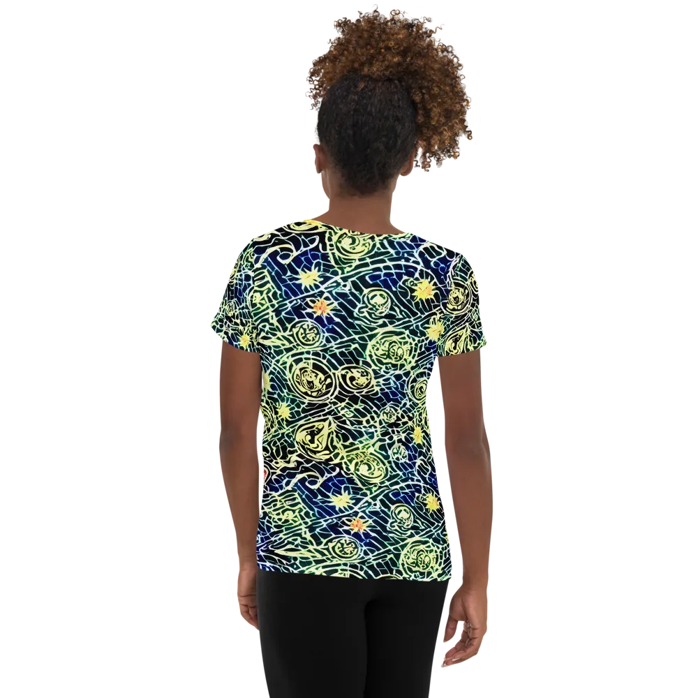 Midnight Watergarden on Women's Athletic T-Shirt — Back