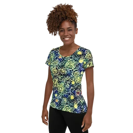Midnight Watergarden on a Women's Athletic T-Shirt