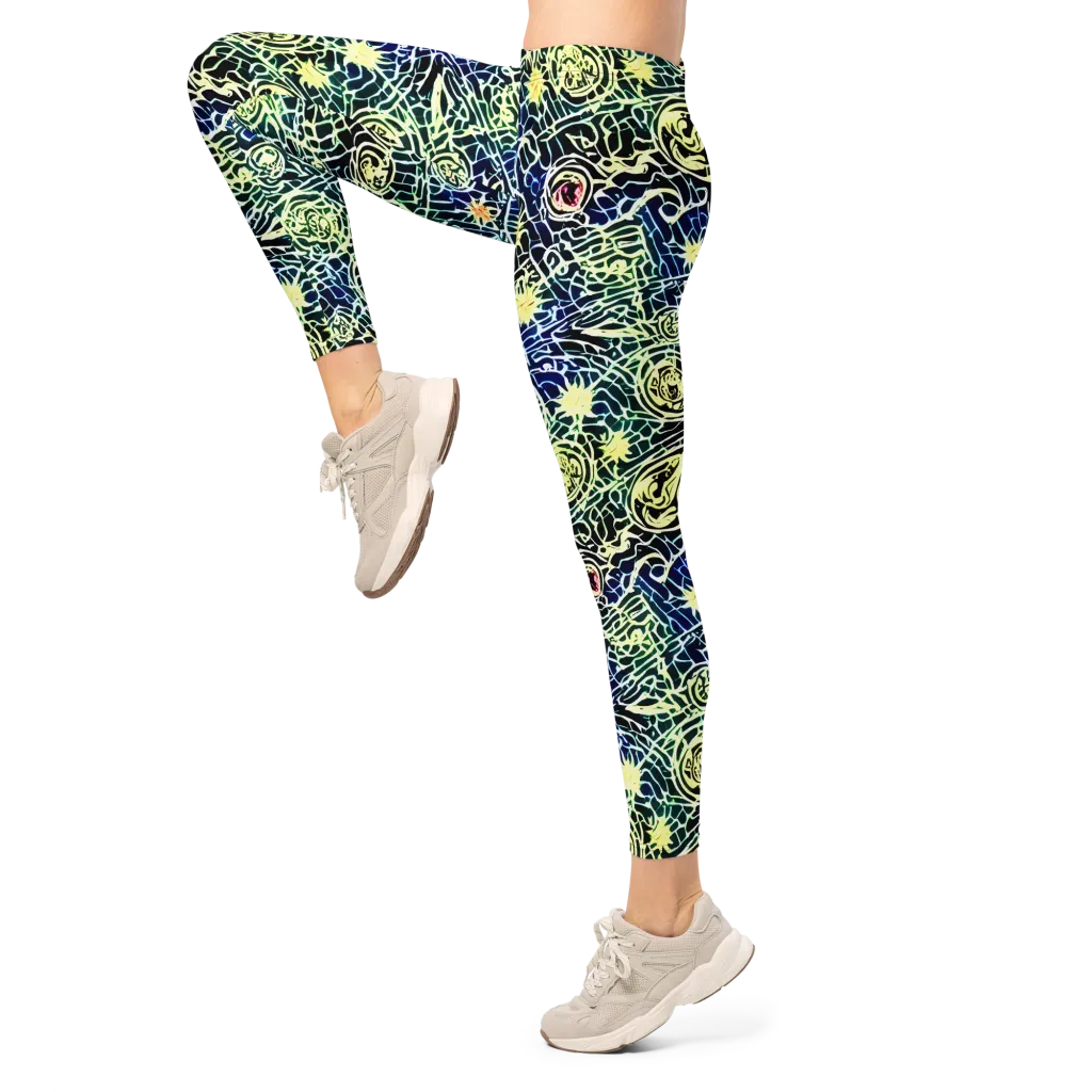 Midnight Watergarden on Leggings — Left