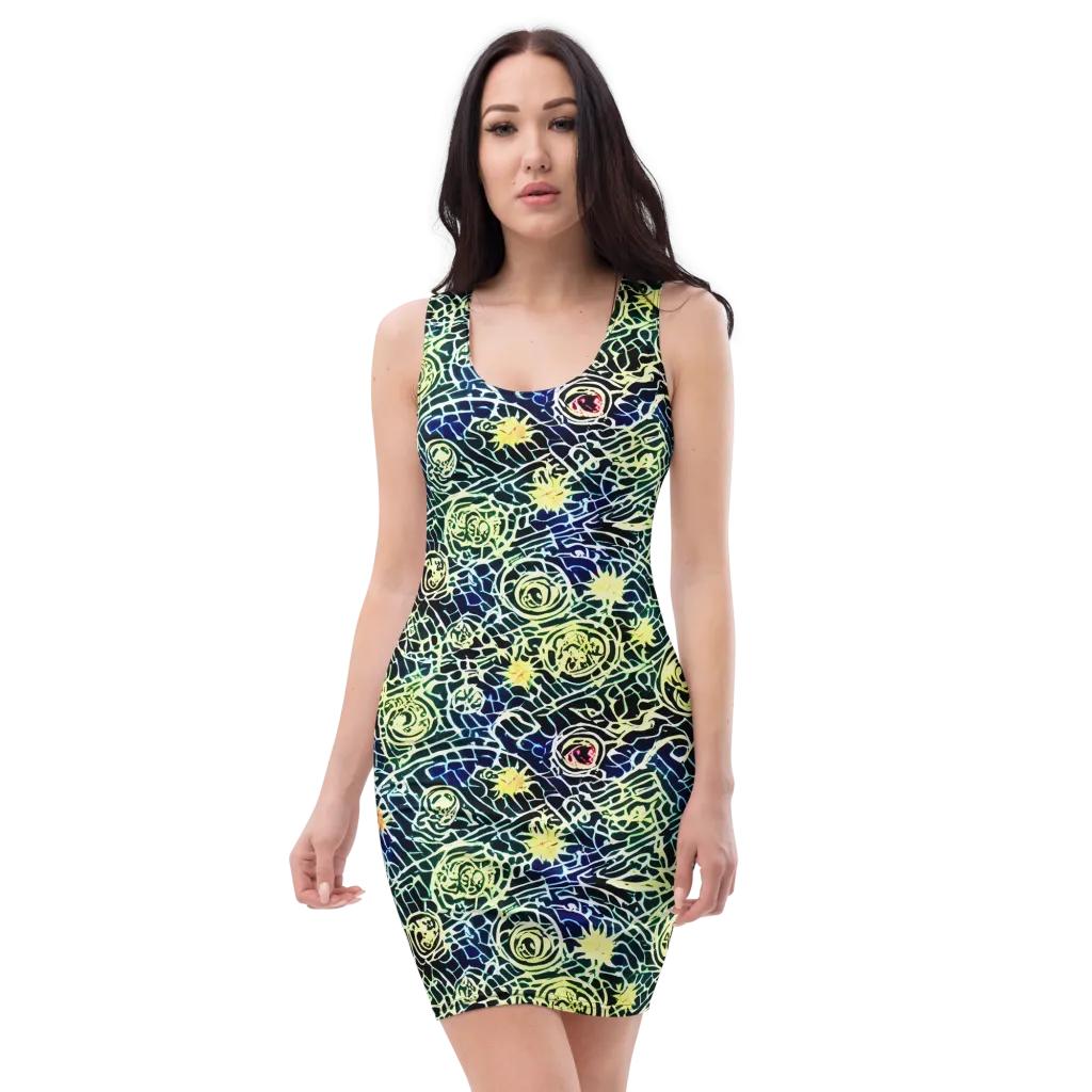 Midnight Watergarden on Bodycon Dress — Front