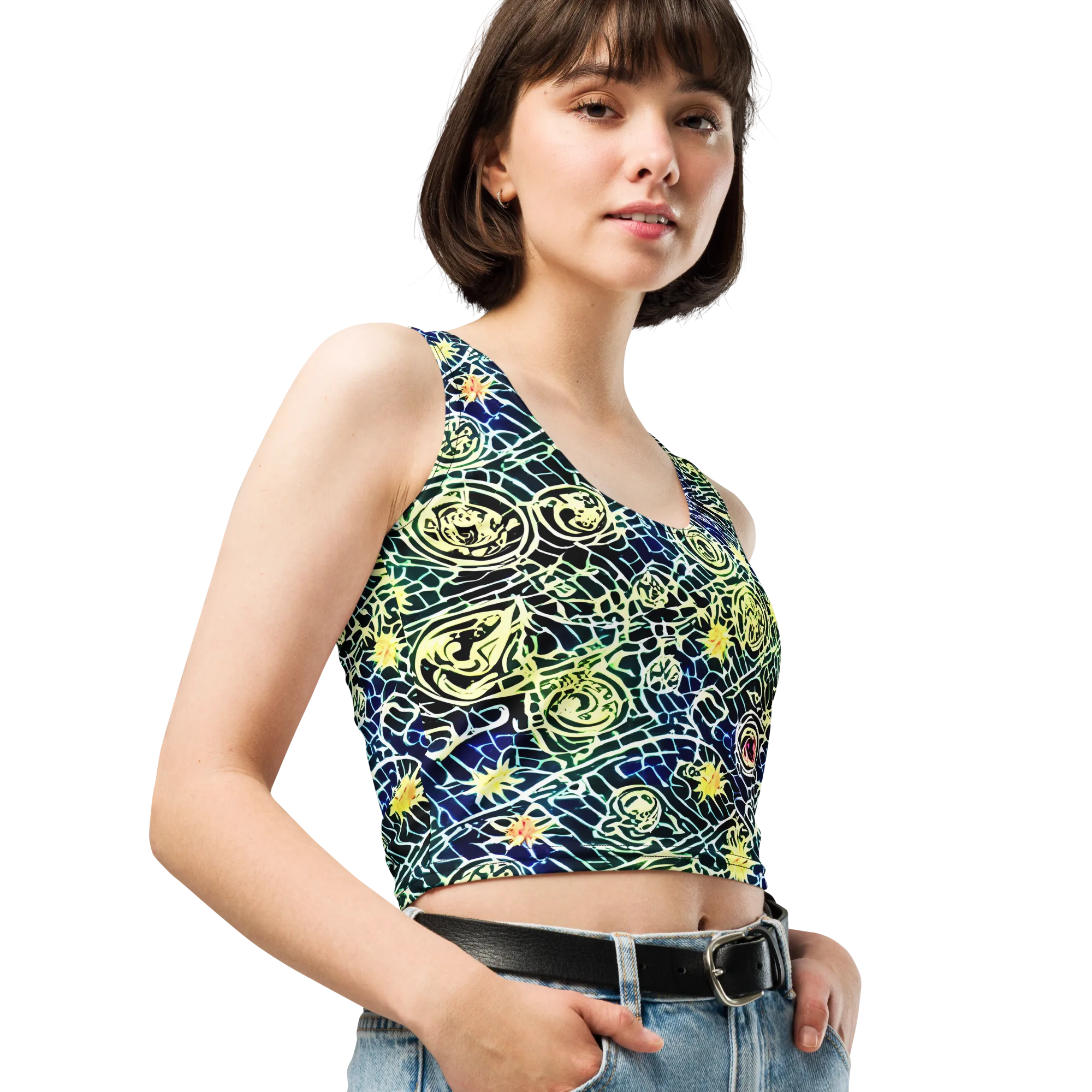 Midnight Watergarden on Crop Top — Right Front