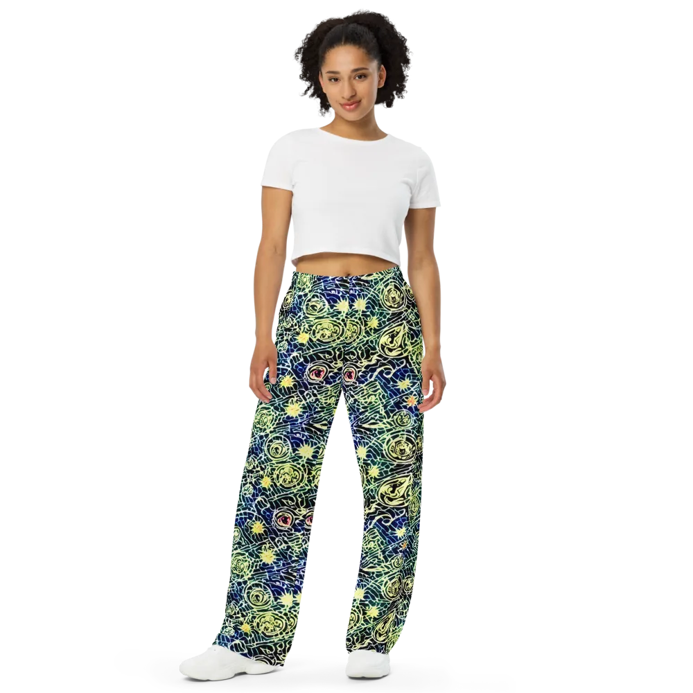 Midnight Watergarden on Wide-Leg Pants — Front