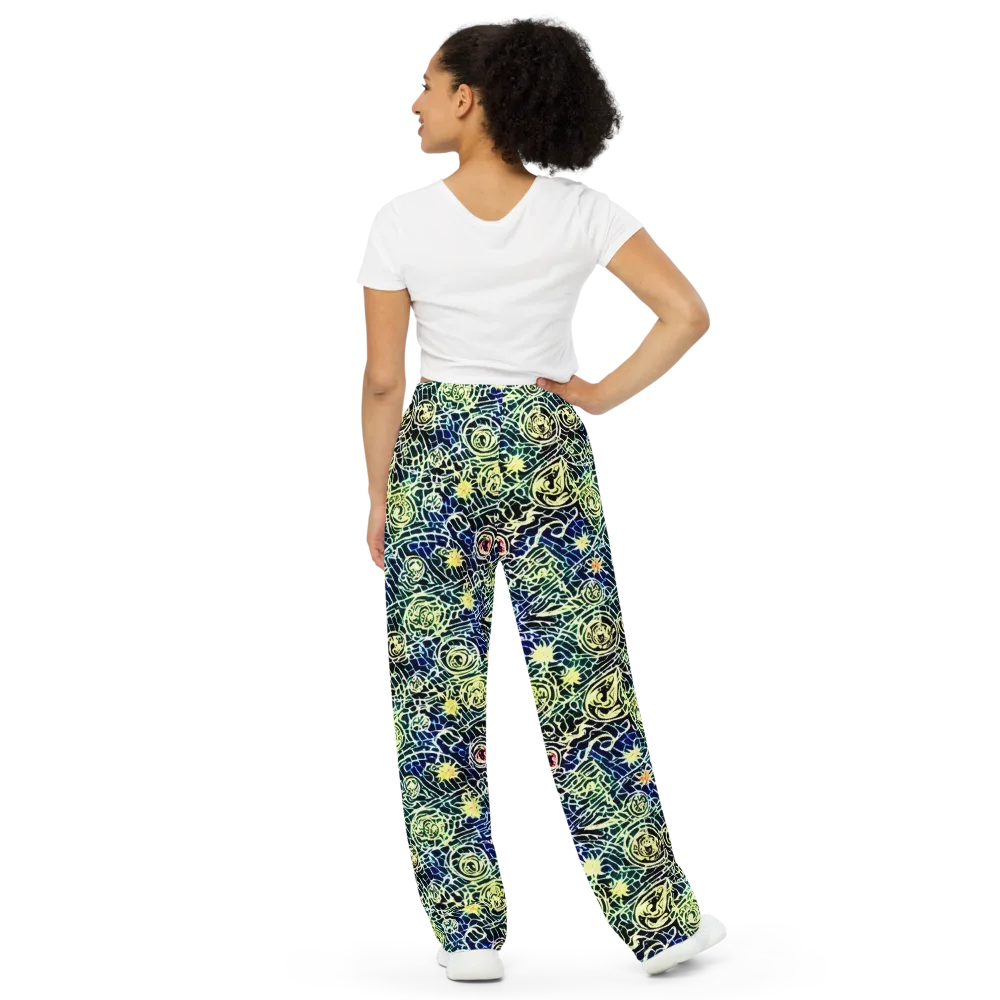 Midnight Watergarden on Wide-Leg Pants — Back