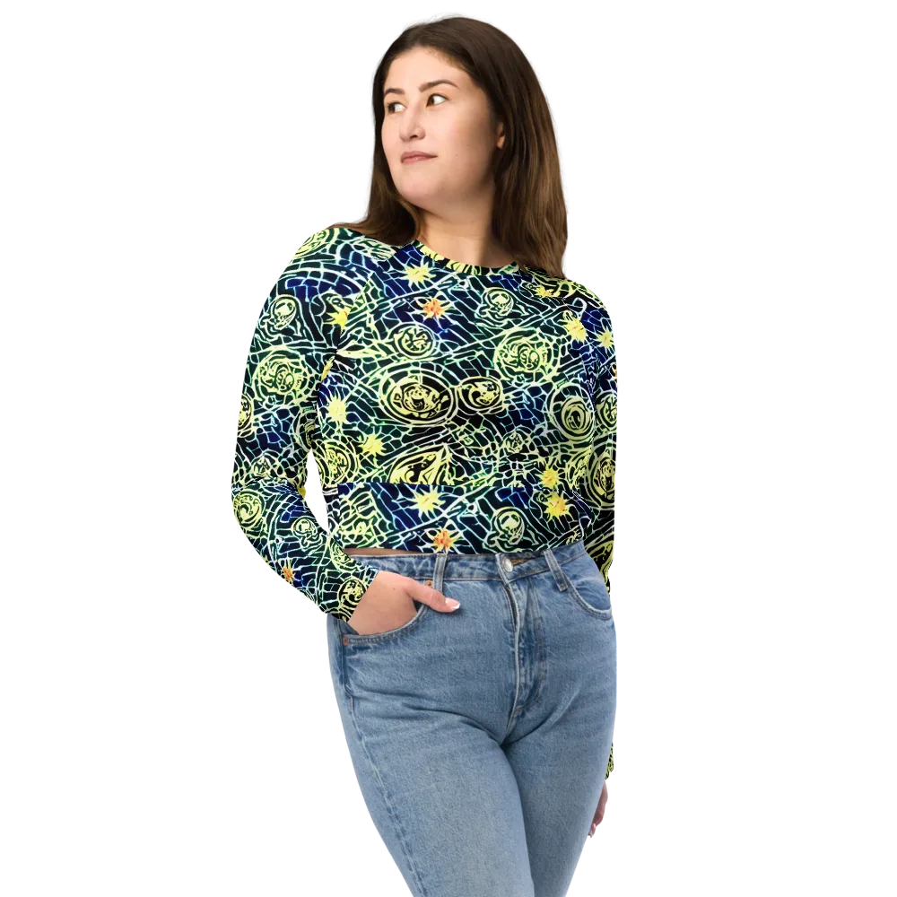 Midnight Watergarden on Long Sleeve Crop Top — Front
