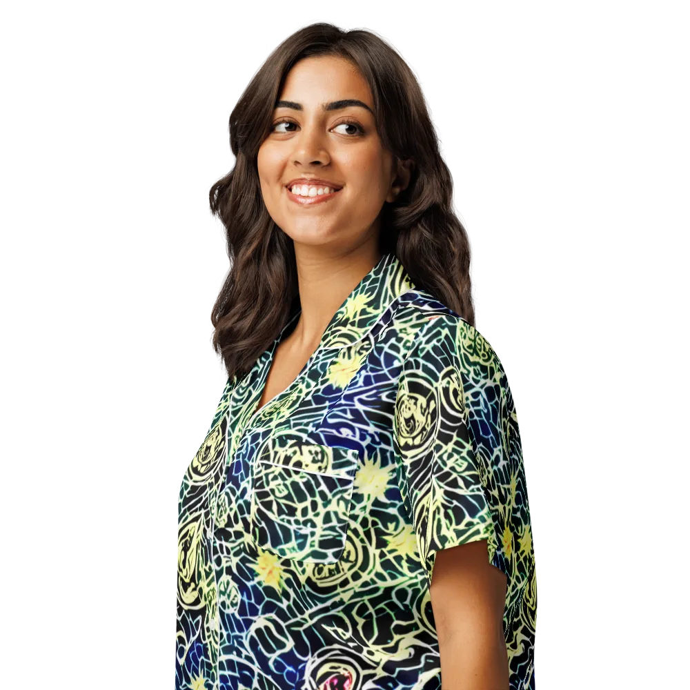 Midnight Watergarden on Women's Short Sleeve Pajama Top — Left Front
