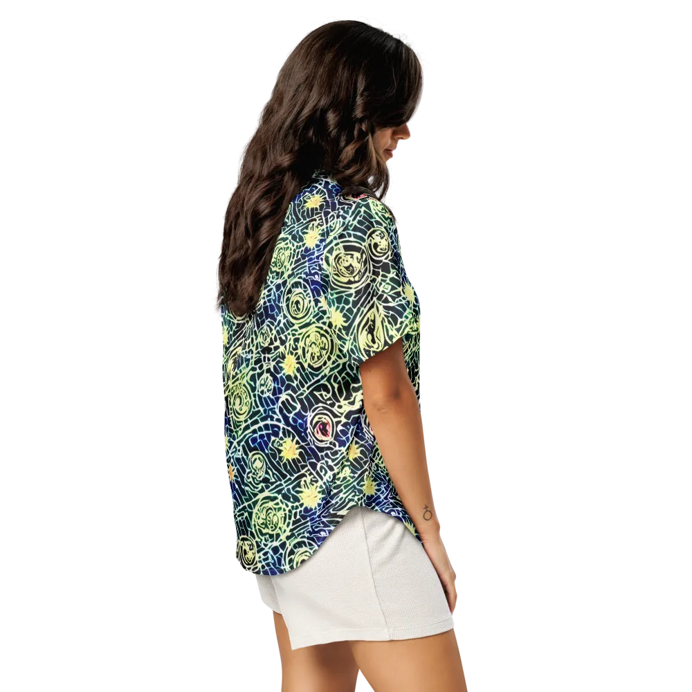 Midnight Watergarden on Women's Short Sleeve Pajama Top — Right Back