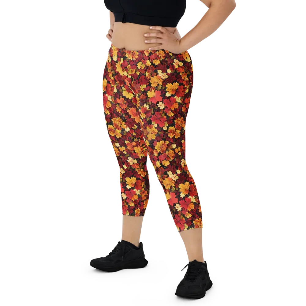 Falling Gold on Capri Leggings — Front