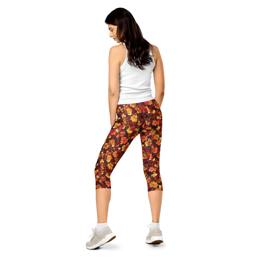 Falling Gold on Capri Leggings — Back