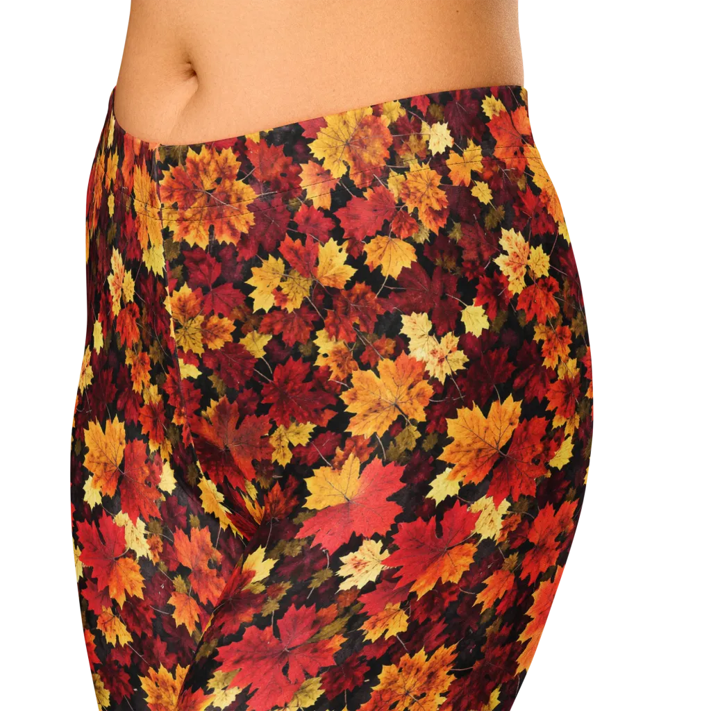 Falling Gold on Capri Leggings — Zoomed-in