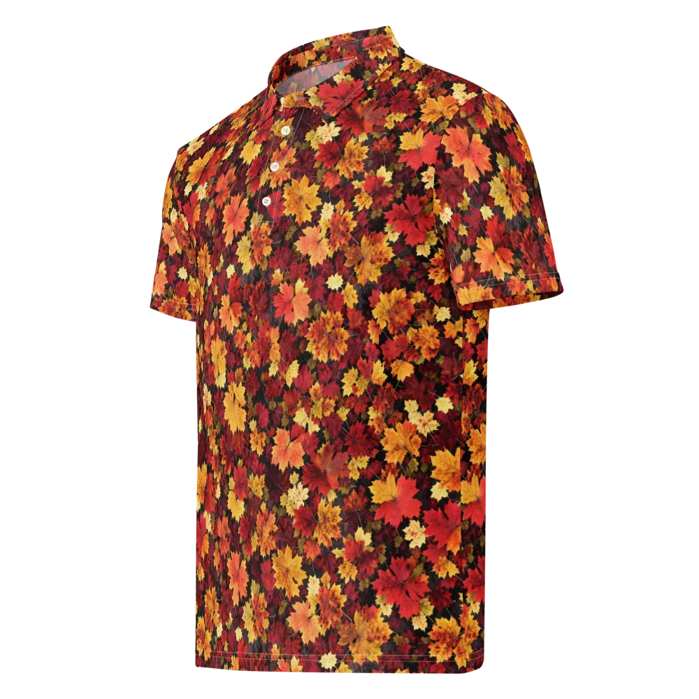 Falling Gold on Men's Slim Fit Polo Shirt — Left Front