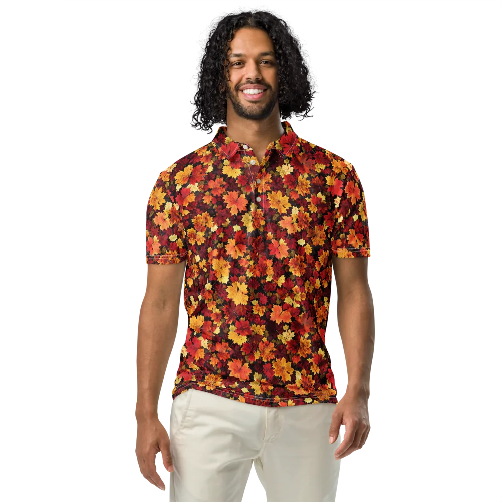 Falling Gold on Men's Slim Fit Polo Shirt — Front