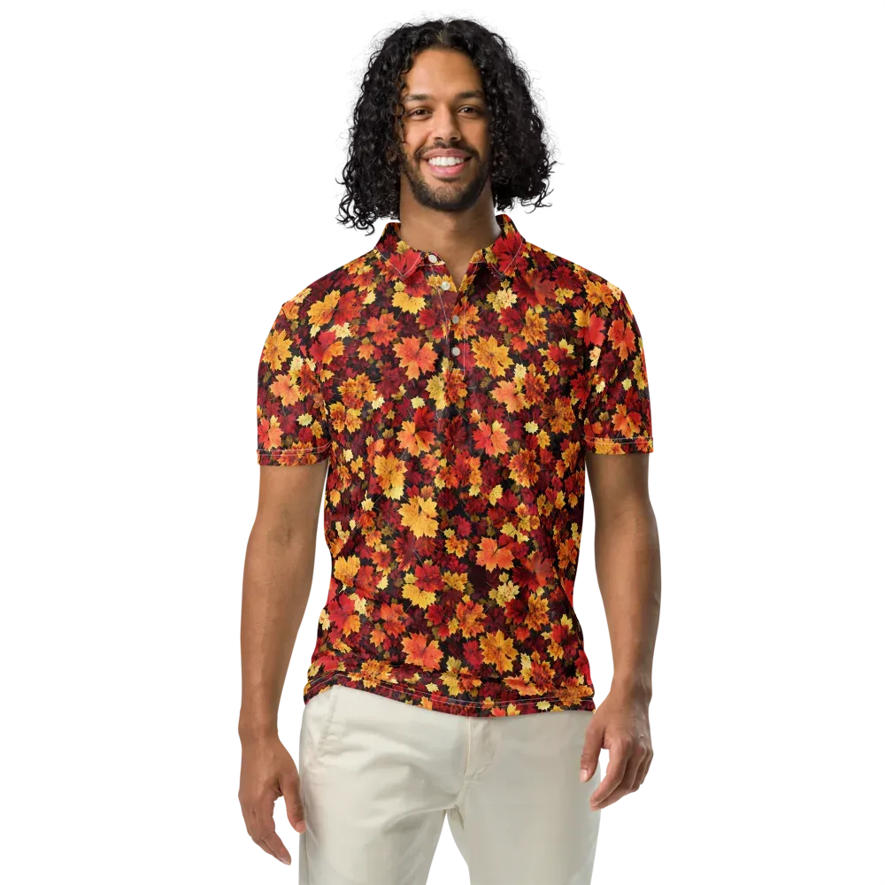 Falling Gold on Men's Slim Fit Polo Shirt — Front