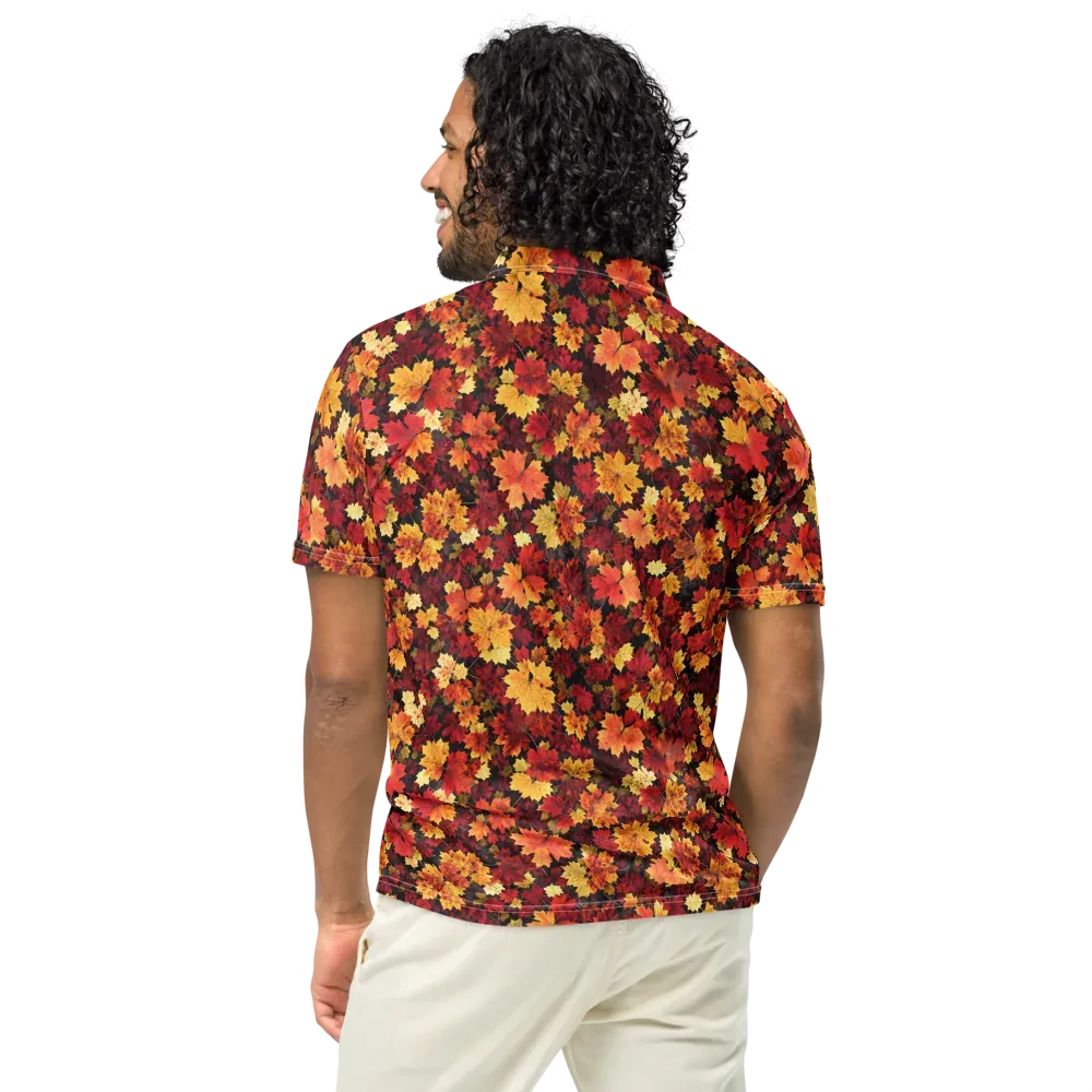 Falling Gold on Men's Slim Fit Polo Shirt — Back
