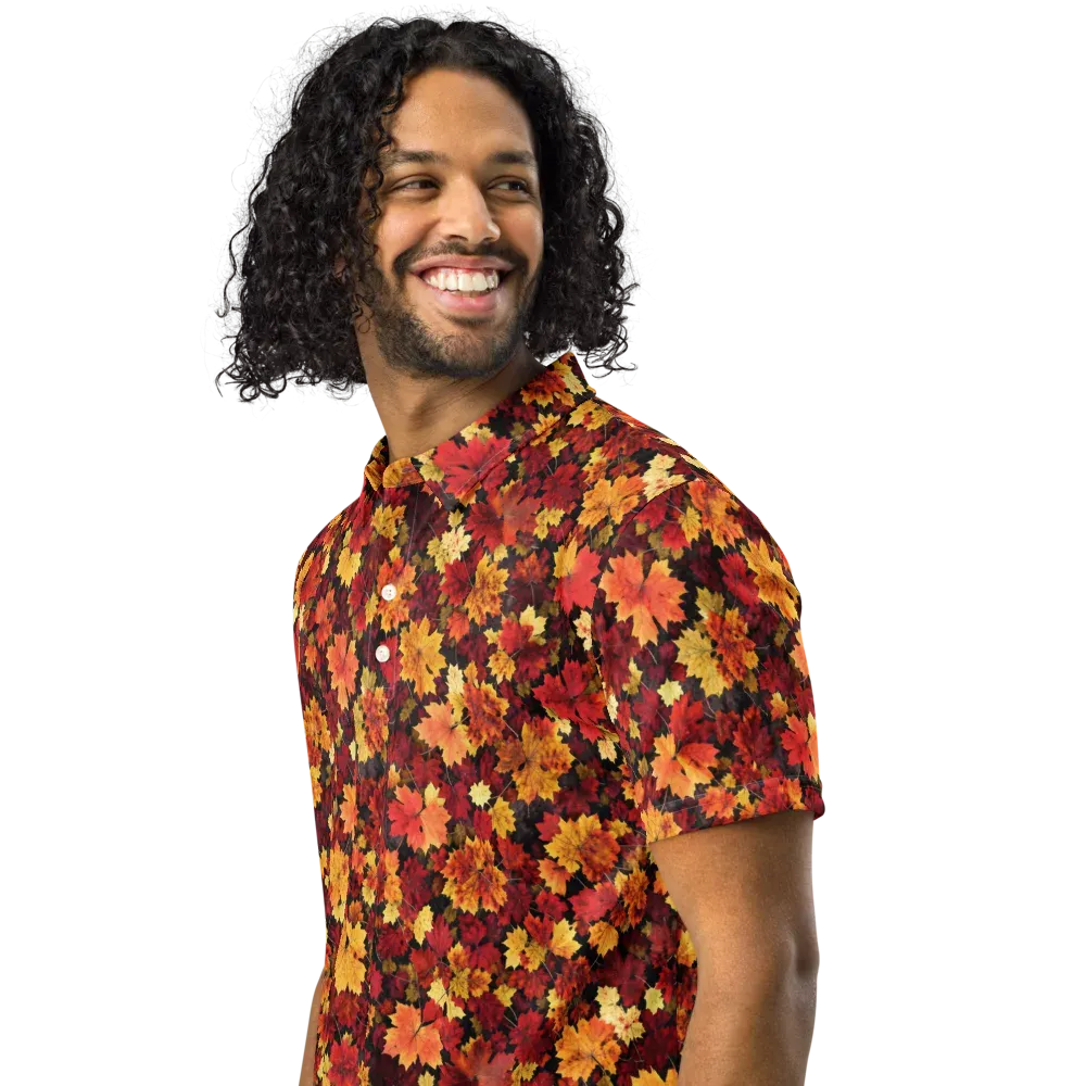 Falling Gold on Men's Slim Fit Polo Shirt — Left Front