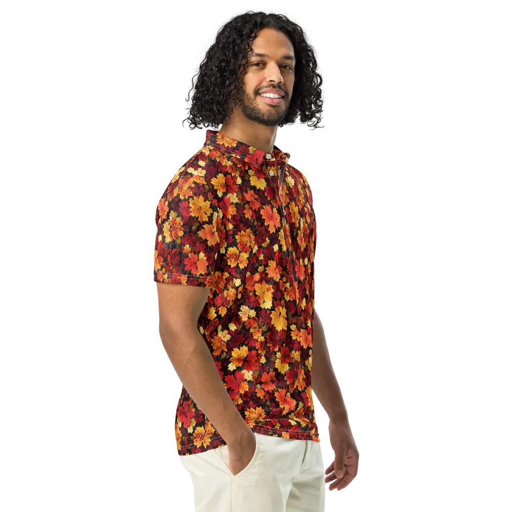 Falling Gold on Men's Slim Fit Polo Shirt — Right Front
