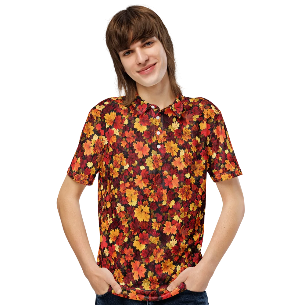 Falling Gold on Men's Slim Fit Polo Shirt — Front