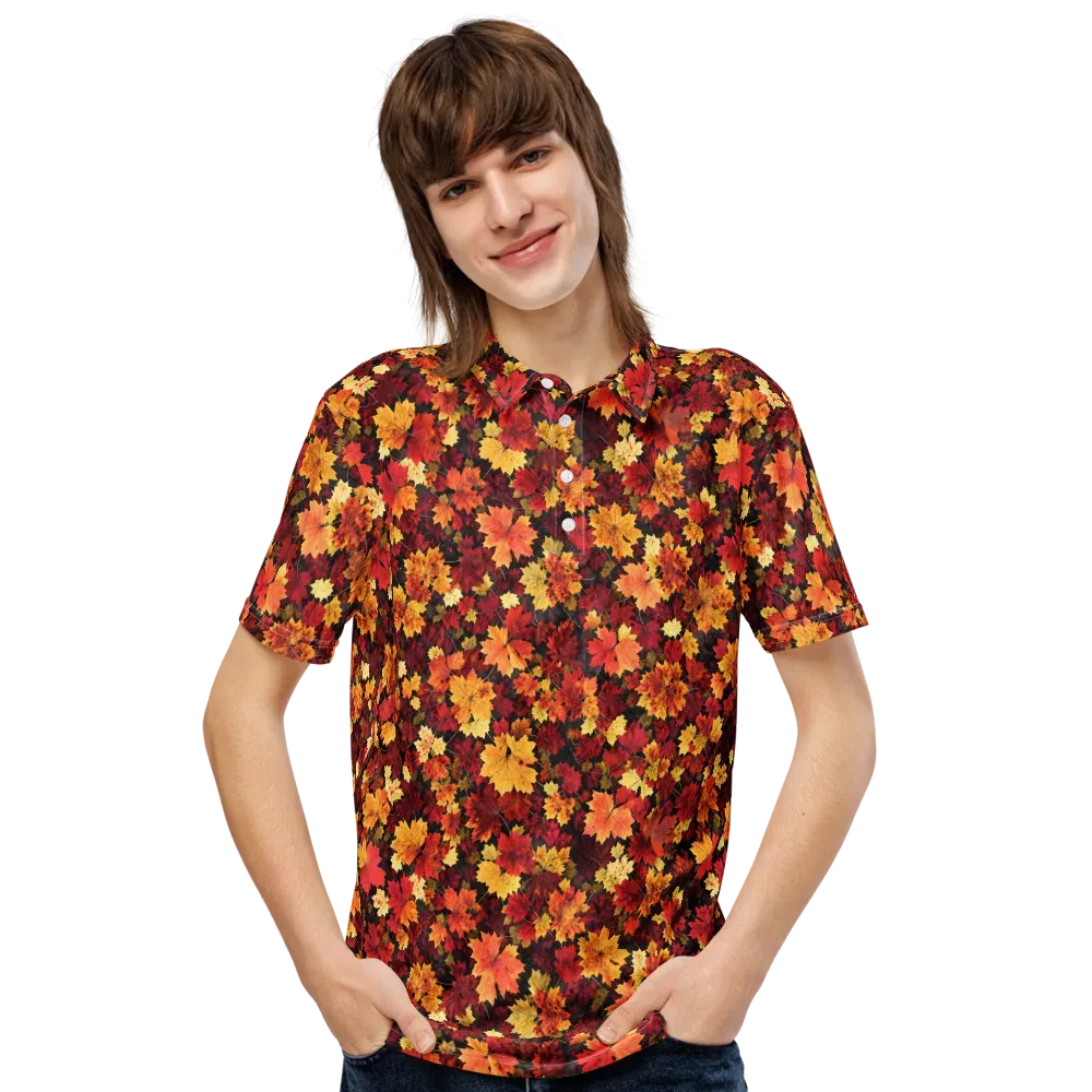 Falling Gold on Men's Slim Fit Polo Shirt — Front