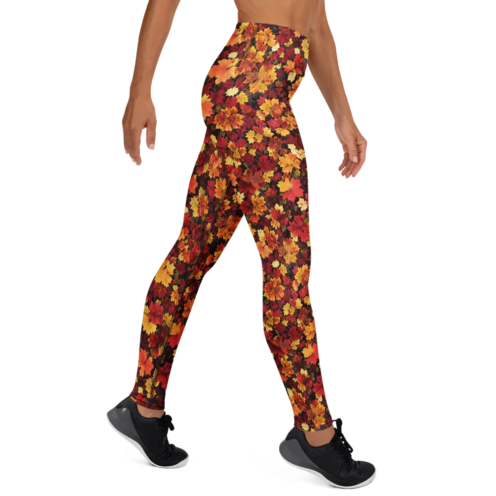Falling Gold on Yoga Leggings — Right