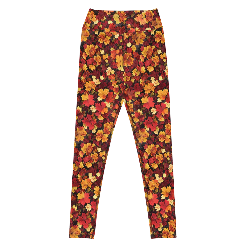 Falling Gold on Yoga Leggings — Front
