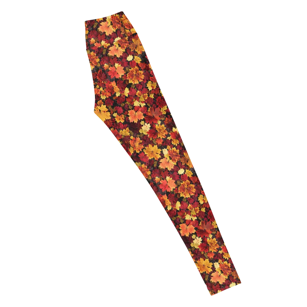 Falling Gold on Yoga Leggings — Right