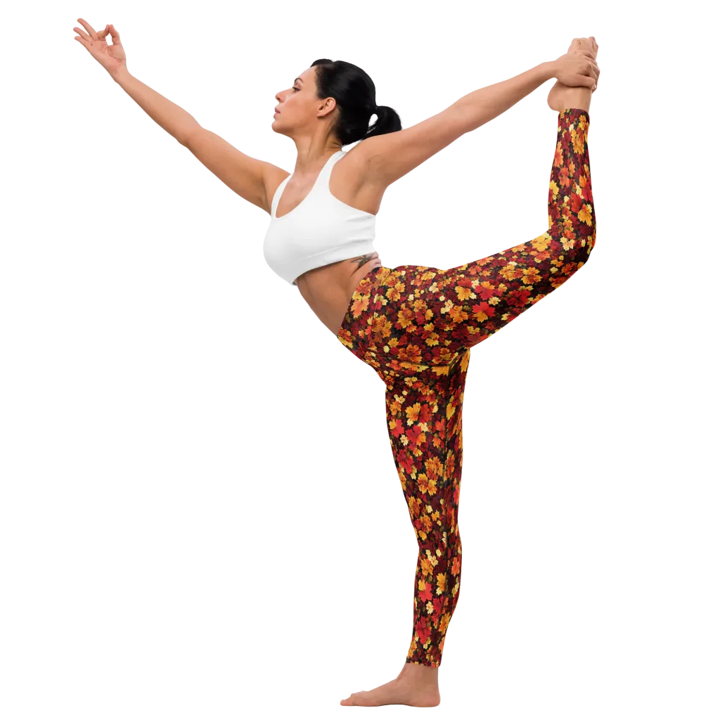 Falling Gold on Yoga Leggings — Left