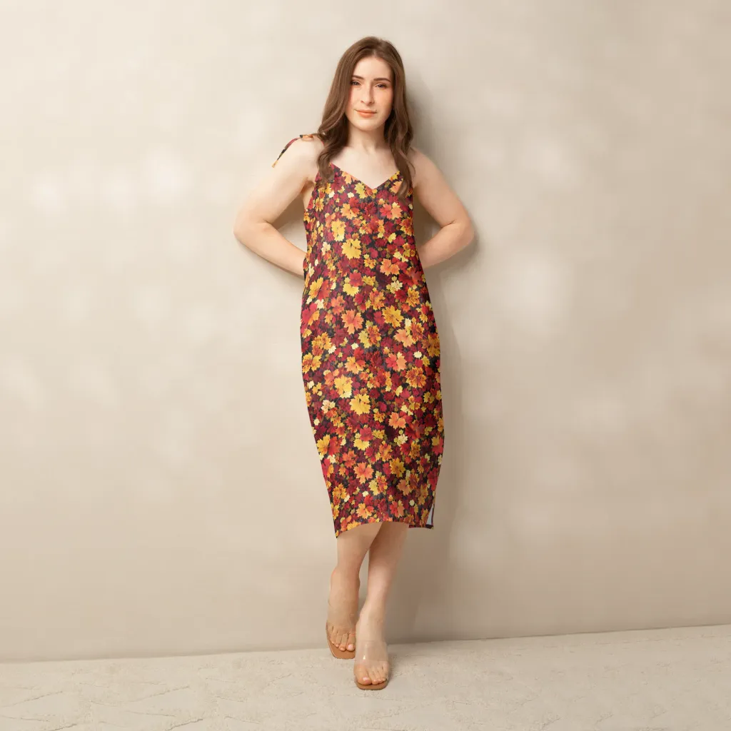 Falling Gold on Slip Dress — Front