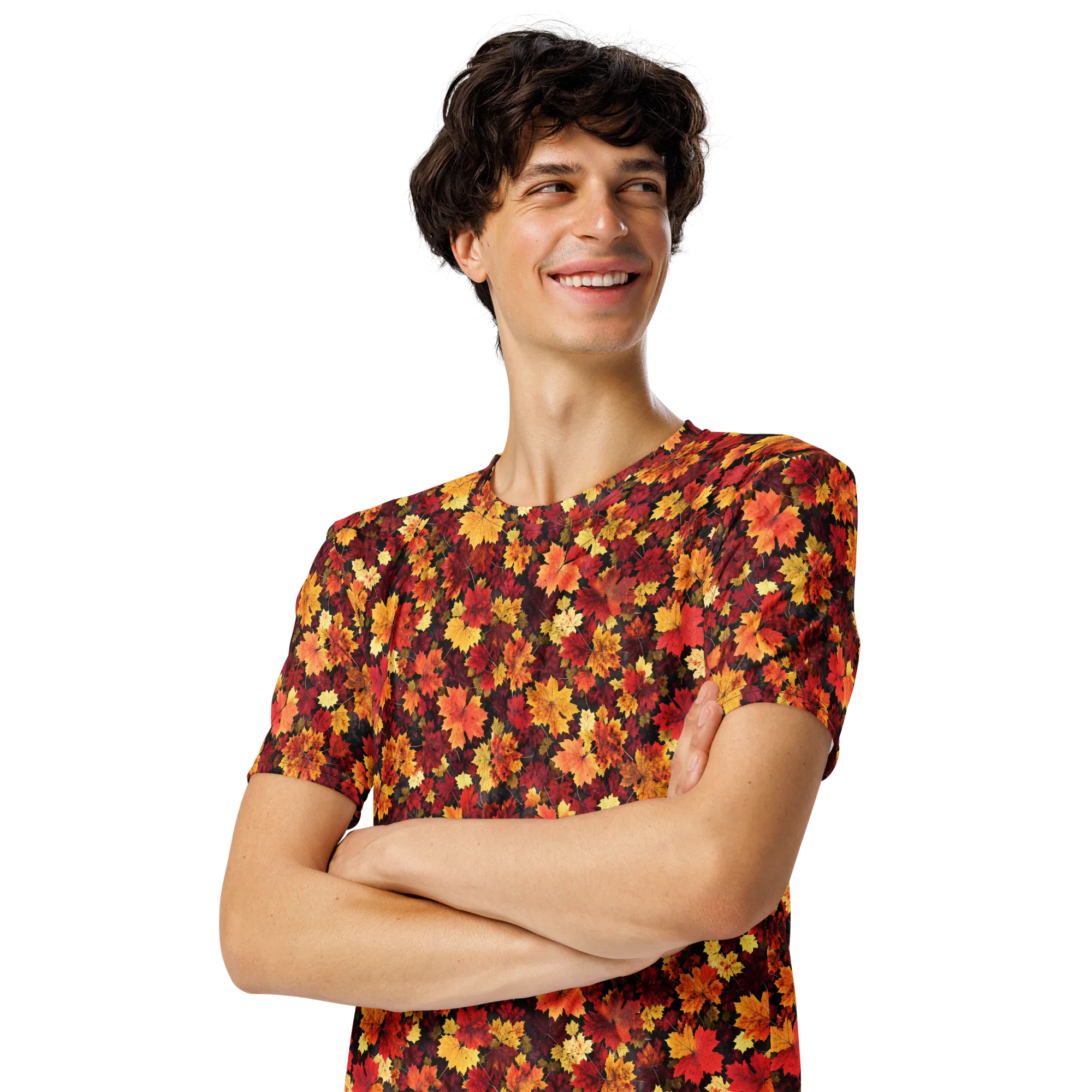 Falling Gold on Men's Crew Neck T-Shirt — Left Front