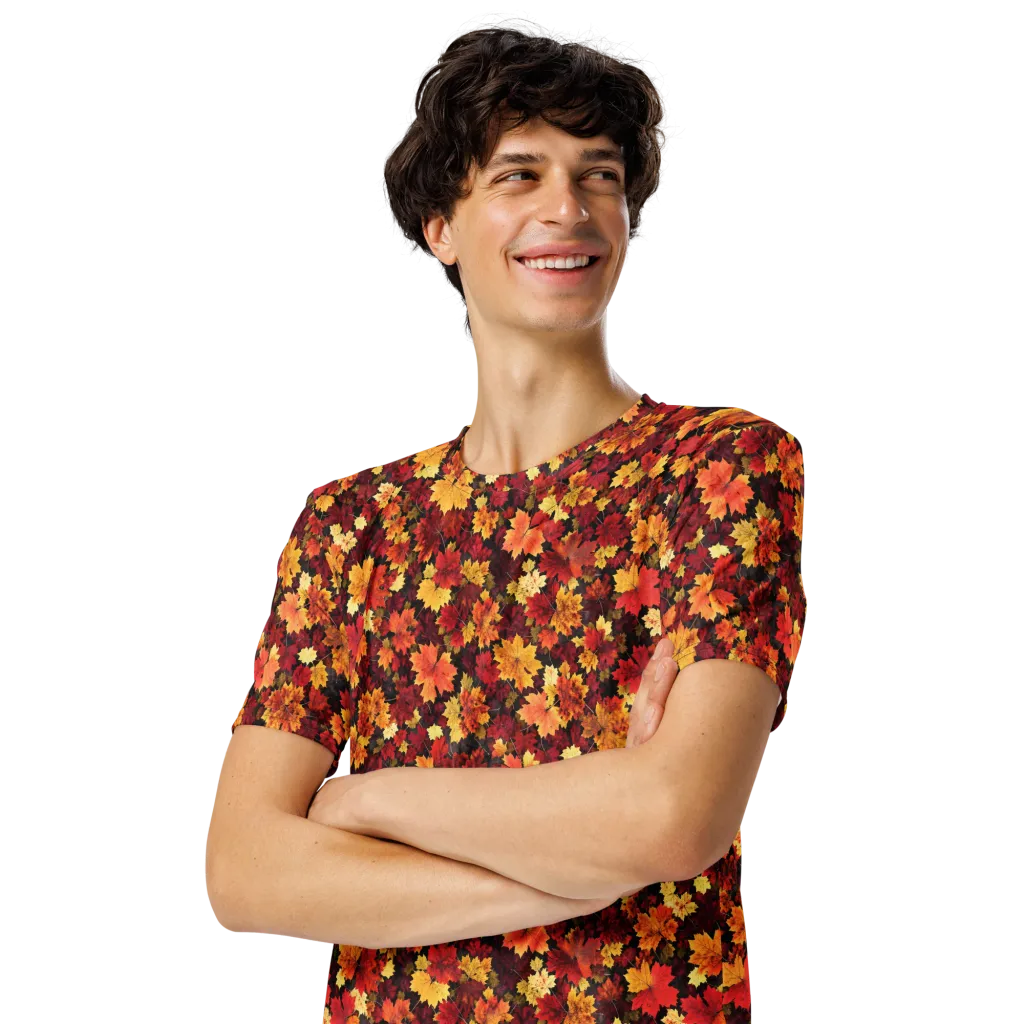 Falling Gold on Men's Crew Neck T-Shirt — Left Front