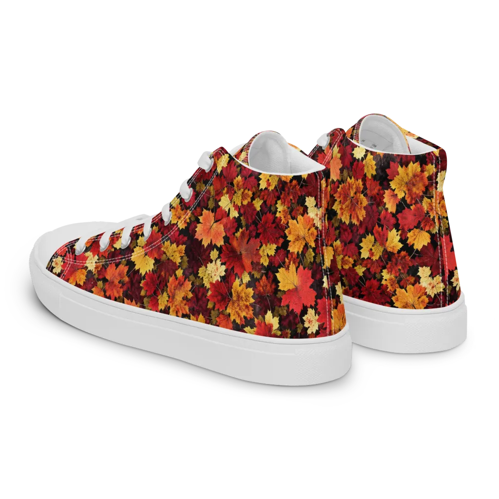 Falling Gold on Men's High Top Canvas Shoes — Left Back