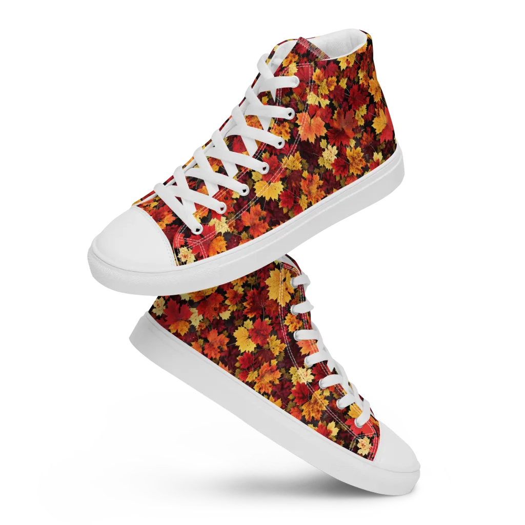 Falling Gold on Men's High Top Canvas Shoes — Front