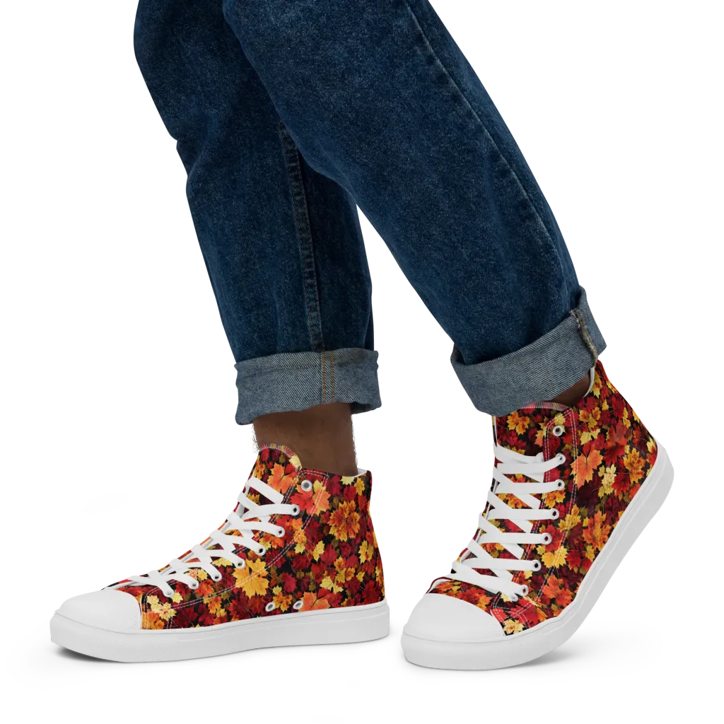 Falling Gold on Men's High Top Canvas Shoes — Left