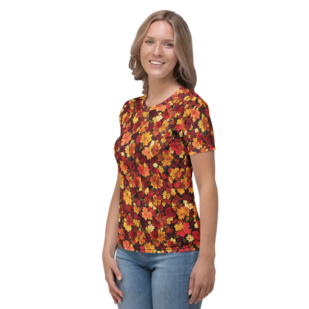 Falling Gold on Women's Crew Neck T-Shirt — Left