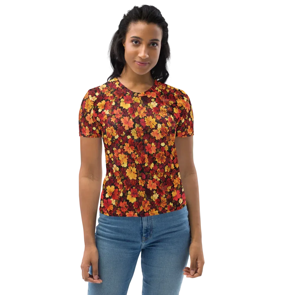 Falling Gold on Women's Crew Neck T-Shirt — Front