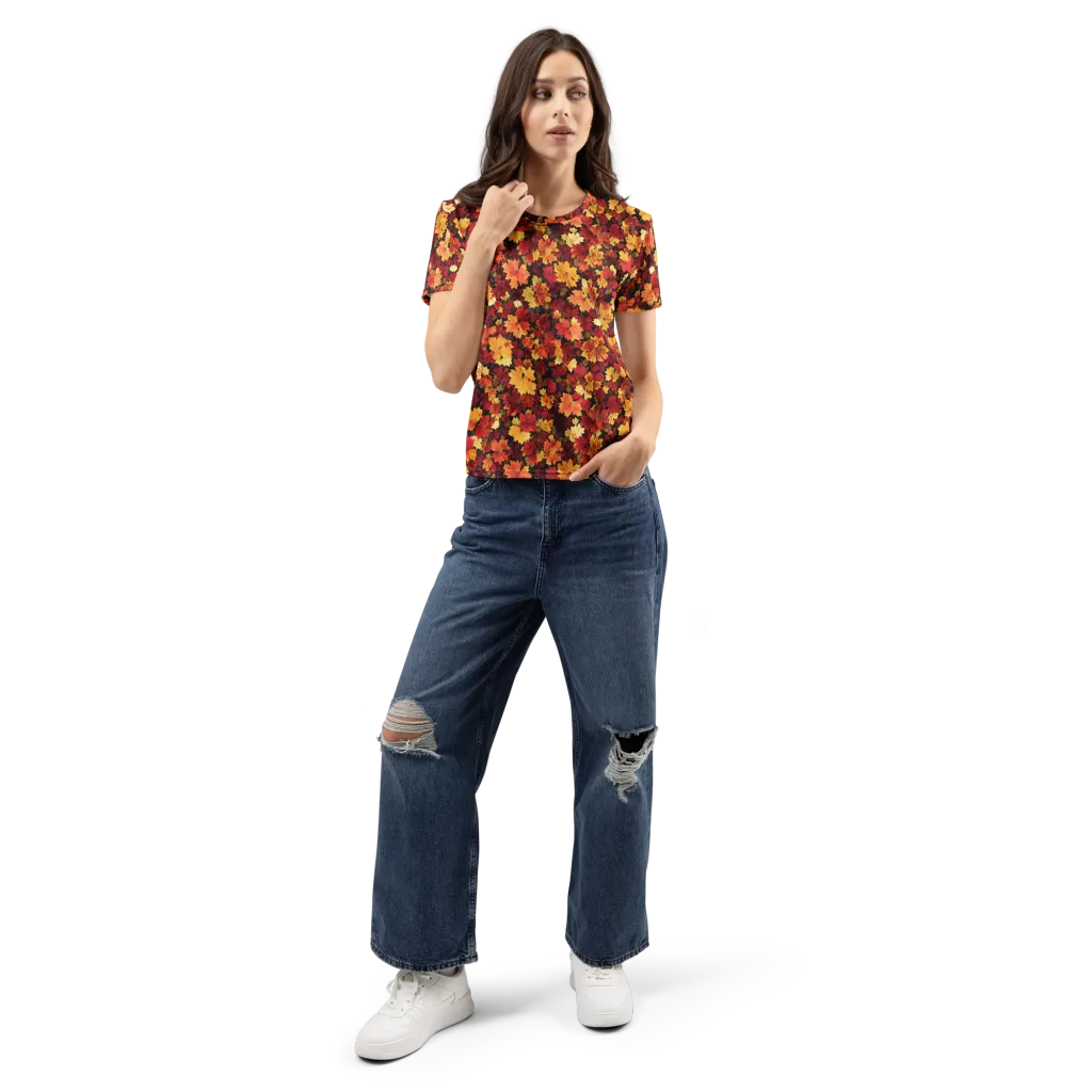 Falling Gold on Women's Crew Neck T-Shirt — Front