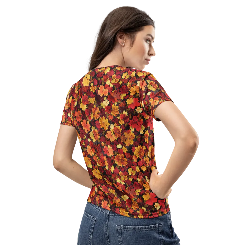 Falling Gold on Women's Crew Neck T-Shirt — Back