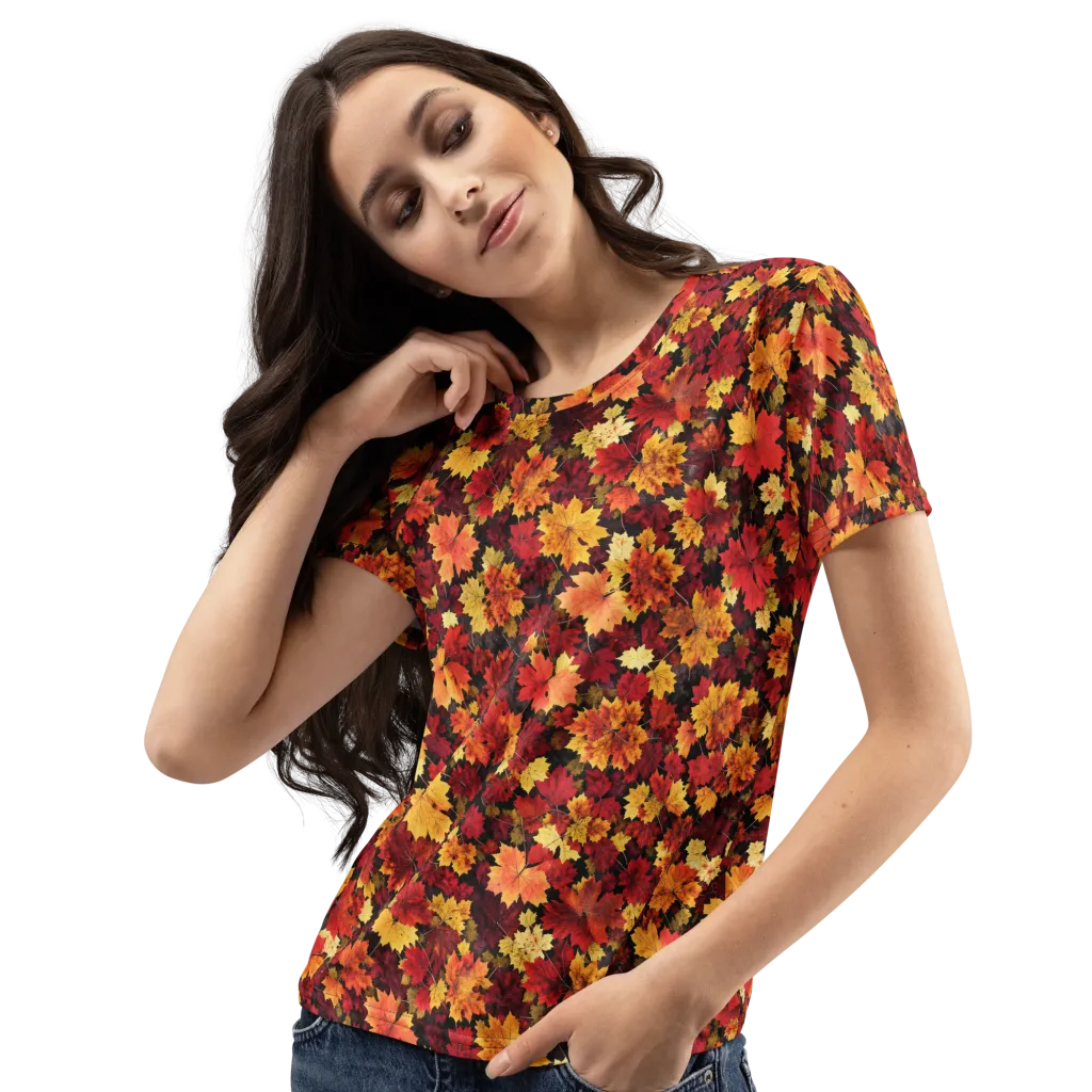 Falling Gold on Women's Crew Neck T-Shirt — Left Front