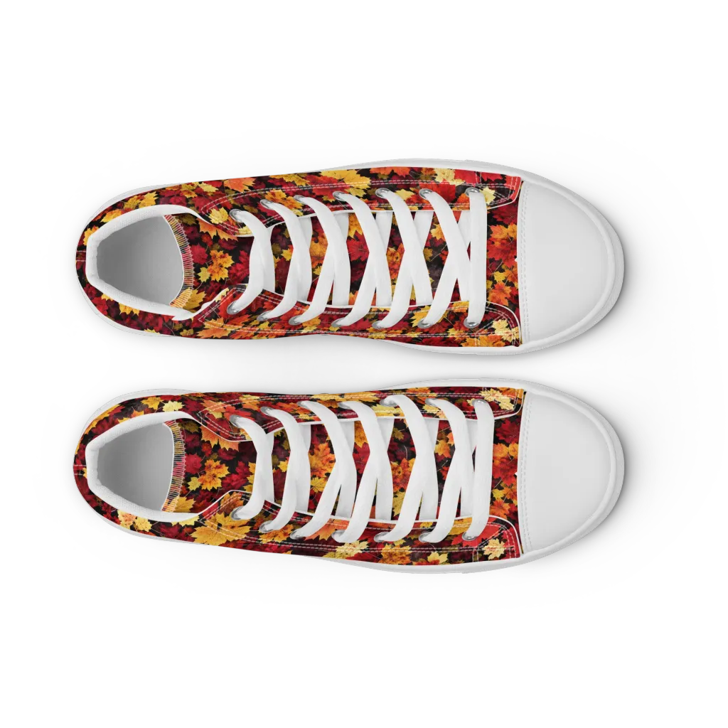 Falling Gold on Women's High Top Canvas Shoes — Front
