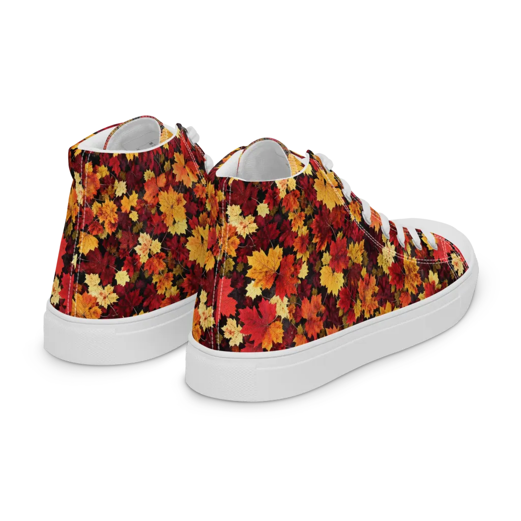 Falling Gold on Women's High Top Canvas Shoes — Right Back