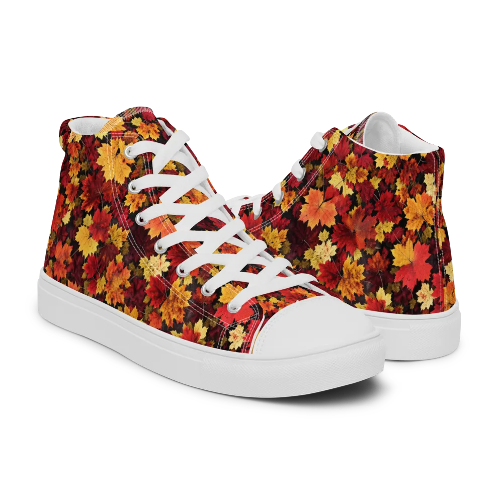Falling Gold on Women's High Top Canvas Shoes — Right
