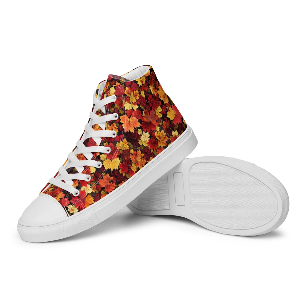 Falling Gold on Women's High Top Canvas Shoes — Left