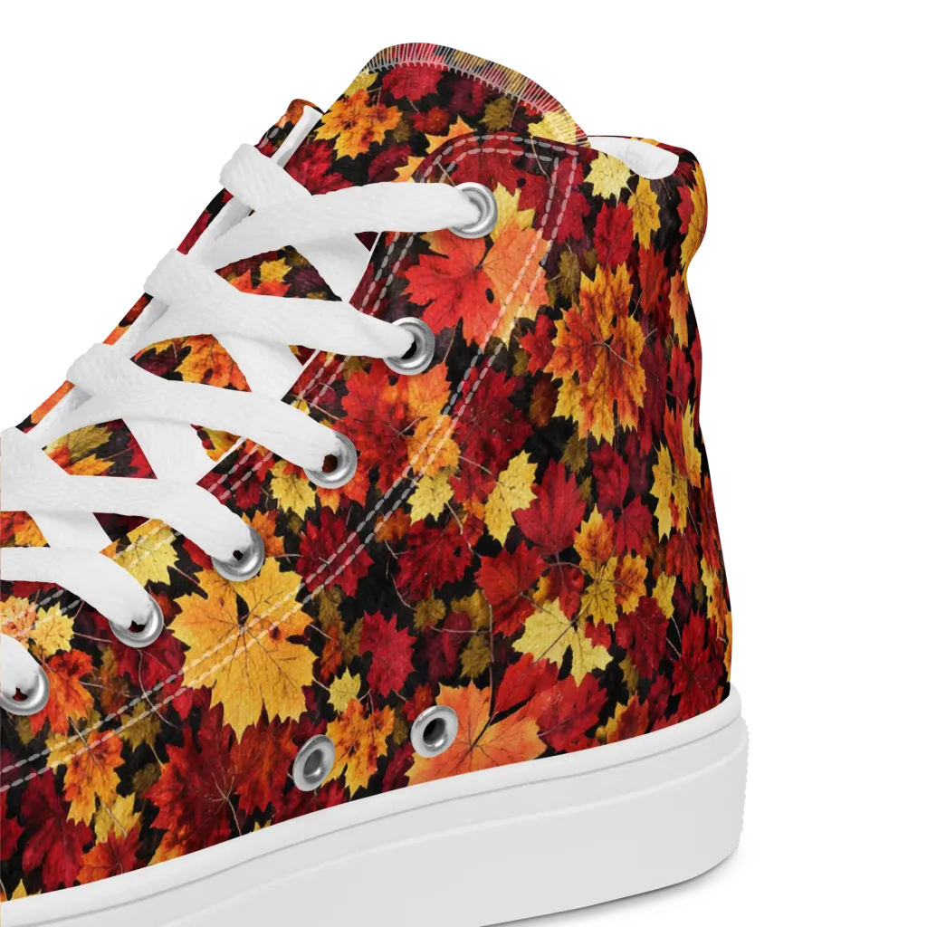 Falling Gold on Women's High Top Canvas Shoes — Product details 2