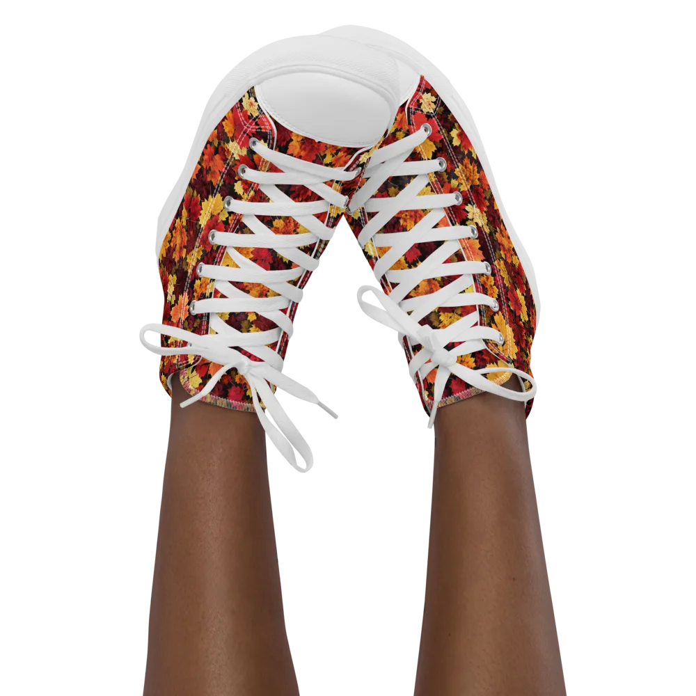 Falling Gold on Women's High Top Canvas Shoes — Front