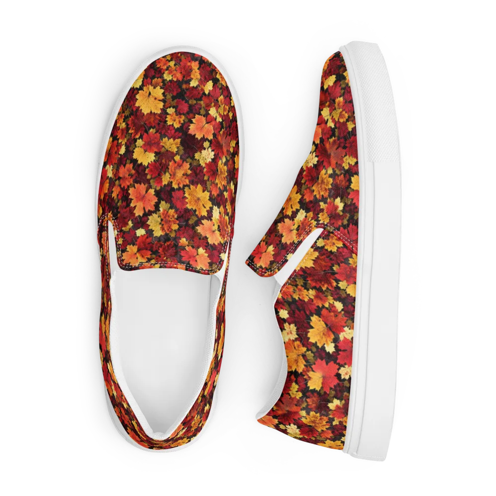 Falling Gold on Men's Slip-On Canvas Shoes — Front