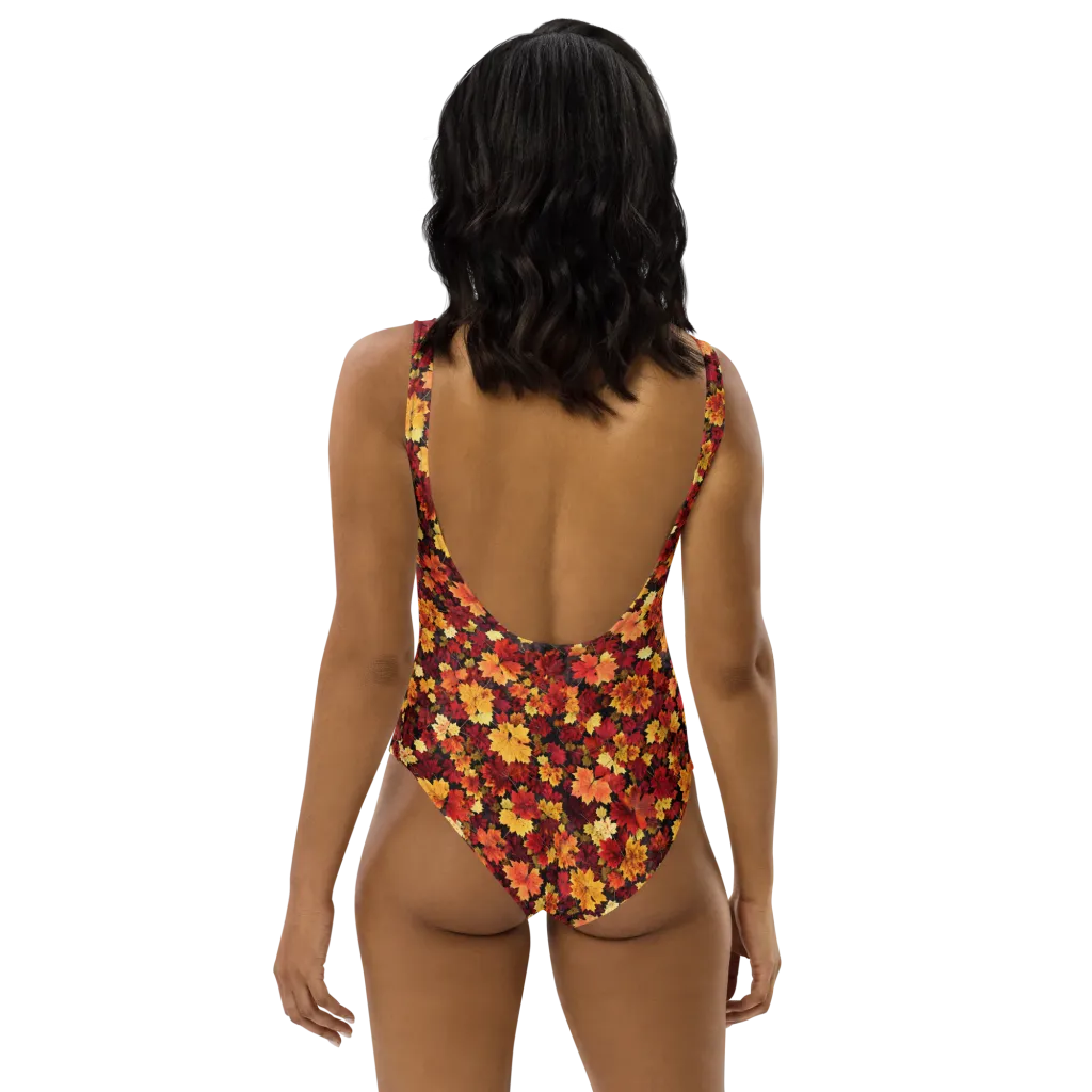 Falling Gold on One-Piece Swimsuit — Back